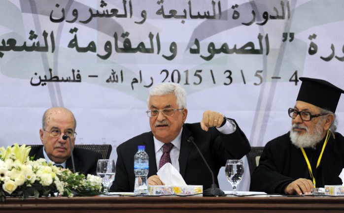 الرئيس محمود عباس اثناء إجتماع المجلس المركزي الفلسطيني
